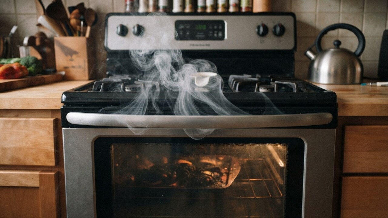 Outra possibilidade aparece depois da limpeza. Alguns produtos comerciais podem deixar resíduos nas superfícies internas, que podem queimar quando o forno é ligado novamente e liberar vapores químicos. Se isso acontecer, o aparelho deve ser desligado e receber uma nova limpeza com um pano úmido para remover os resíduos do produto. 
