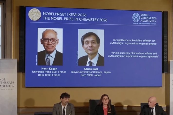 Henri Kagan e Kenso Soai venceram o Nobel de Química 2026 – Reprodução/GloboNews