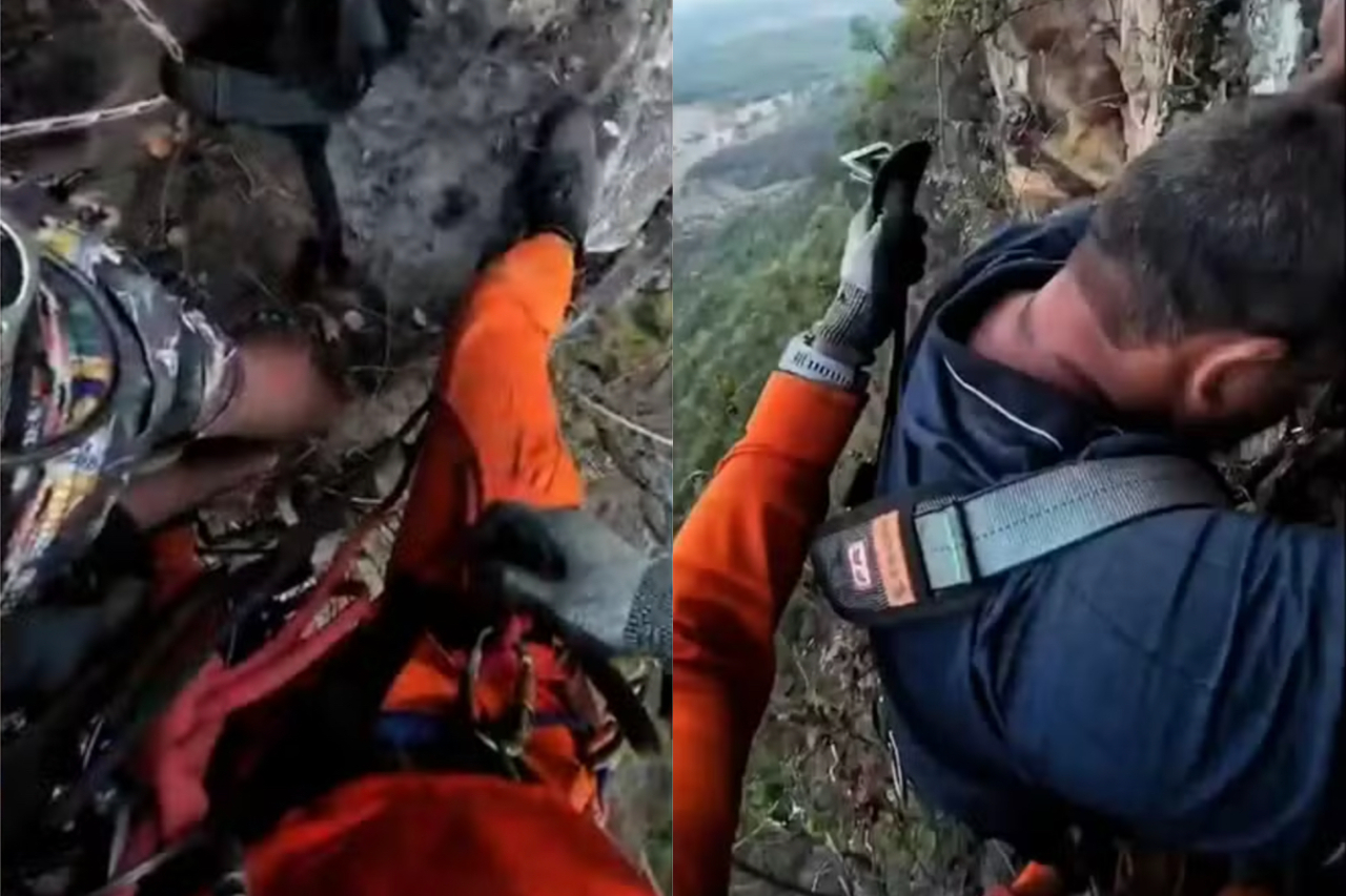 Homem que tentava tirar selfie escorrega e fica preso por 16 horas em precipício de 70 metros no sudeste do Tocantins – Reprodução/Filipe Cavalcante