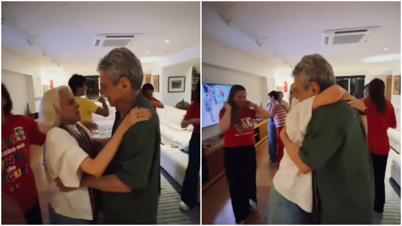 Chico Buarque e Marieta Severo acompanharam juntos a apuração do segundo turno das eleições de 2026, em 25 de outubro. Após a confirmação da reeleição de Luiz Inácio Lula da Silva, do PT, com 51,79% dos votos, os dois se abraçaram. O momento foi registrado em um vídeo publicado nas redes sociais do músico.
 -  (crédito:  Reprodução / Instagram)