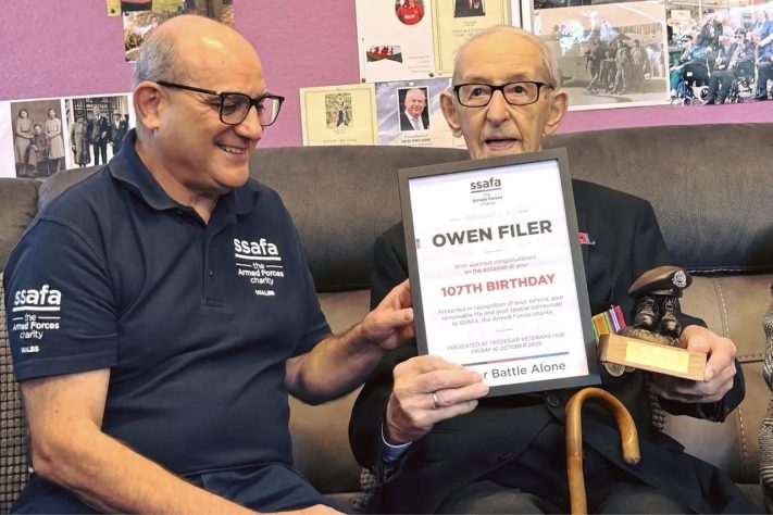 Owen Filer; Veterano da Segunda Guerra Mundial que completou 107 anos surpreende ao revelar sua refeição favorita – Divulgação/SSAFA