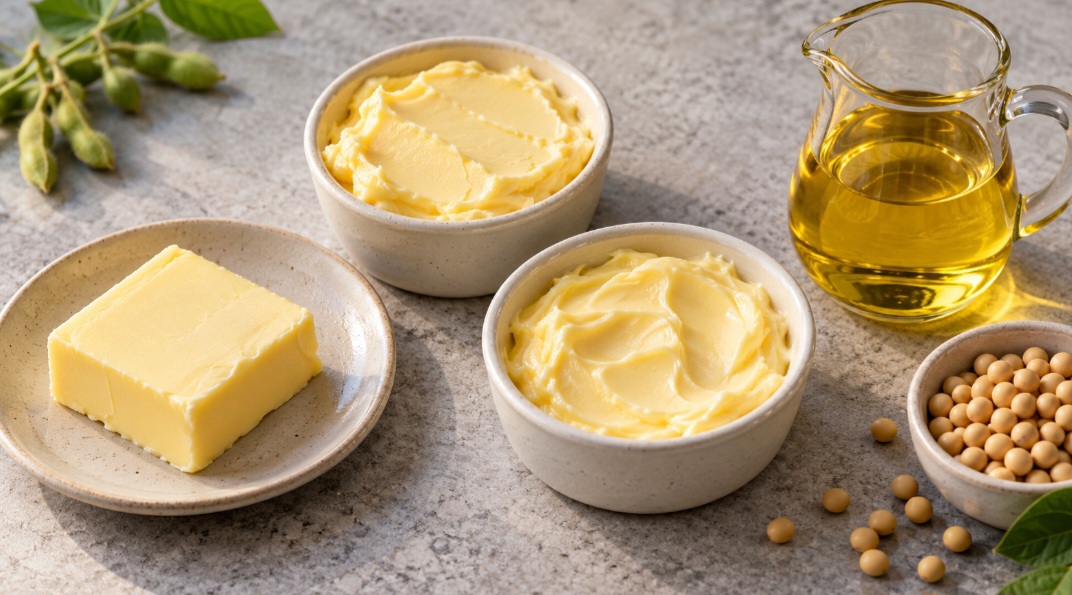 As gorduras são diferentes
A manteiga tem uma proporção elevada de gordura saturada. A margarina reúne gorduras saturadas e insaturadas em quantidades que dependem dos ingredientes utilizados. Por isso, nem todas as margarinas são iguais.