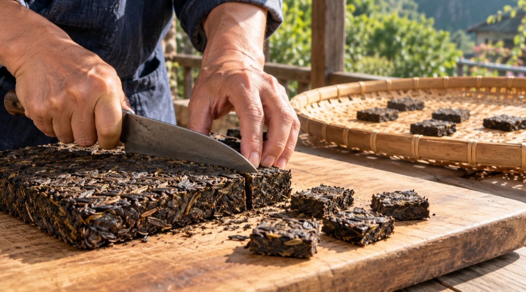 É nessa segunda etapa que ocorre a fermentação por bactérias lácticas. Em seguida, as folhas compactadas são cortadas em quadrados e secas ao sol. Como a temperatura e o clima influenciam o processo, a experiência dos produtores tem papel importante.