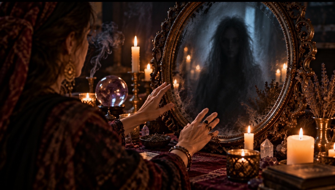 Espelhos à noite
Olhar-se no espelho no escuro, especialmente à meia-noite, seria um convite para ver algo além do próprio reflexo. Essa crença alimentou jogos, rituais e histórias de terror populares até hoje.