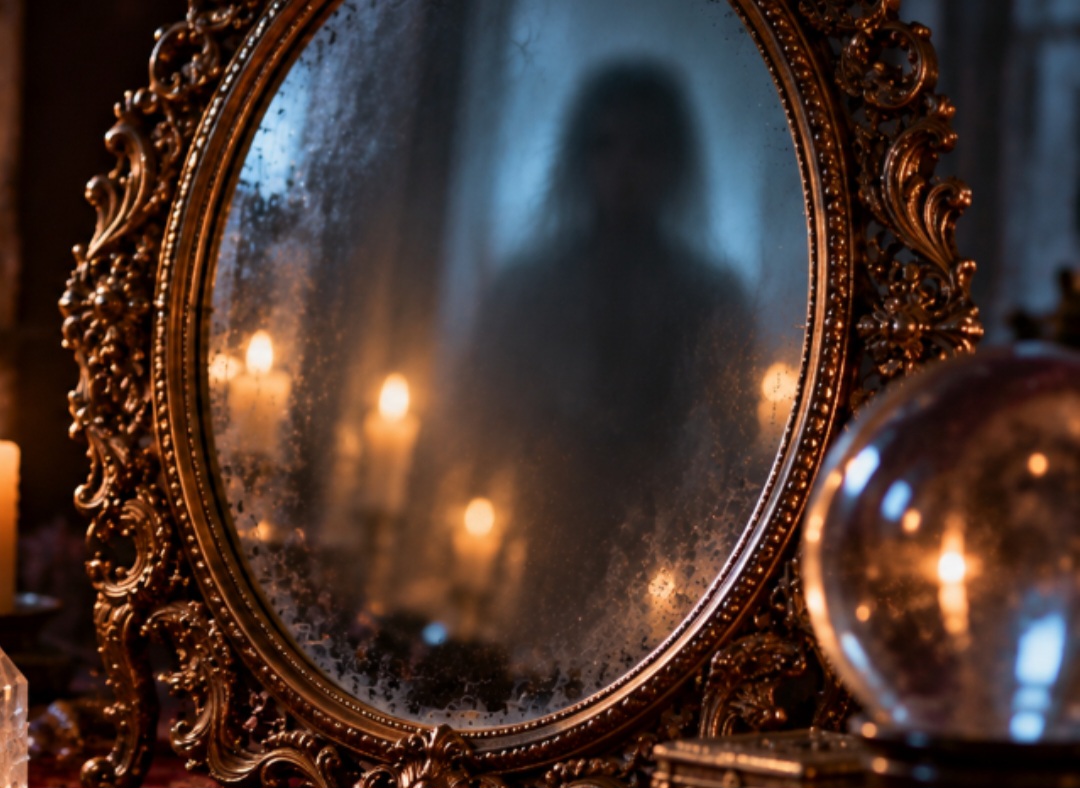 Espelhos e entidades
Em rituais místicos, espelhos eram usados para adivinhação ou comunicação espiritual. Alguns acreditam que entidades podem usar o reflexo para se manifestar, tornando o objeto algo a ser respeitado — ou temido.