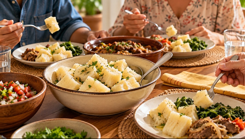 O inhame contém fibras, que contribuem para o funcionamento intestinal, além de minerais como potássio e magnésio. Esses nutrientes participam de funções importantes do organismo, incluindo a atividade muscular e o equilíbrio dos líquidos corporais. 
