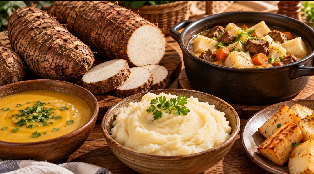 O inhame é consumido há séculos em diferentes regiões do mundo. No Brasil, aparece em sopas, purês, ensopados e outras receitas. É uma boa fonte de carboidratos e pode substituir batatas e outros alimentos ricos em amido