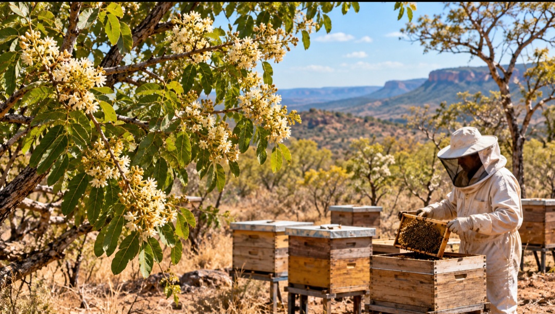 Mel de aroeira: Produzido principalmente em regiões de vegetação seca, como o norte de Minas Gerais, apresenta características próprias de aroma e sabor. É valorizado pela origem botânica e tem sido objeto de pesquisas sobre propriedades antimicrobianas.