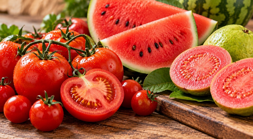 Licopeno:  Pigmento da família dos carotenoides, responsável pela coloração vermelha de alimentos como tomate, melancia e goiaba vermelha. Conhecido por sua ação antioxidante, é estudado por seus possíveis benefícios à saúde. Uma curiosidade é que o cozimento do tomate, especialmente com um pouco de gordura, pode facilitar sua absorção pelo organismo.