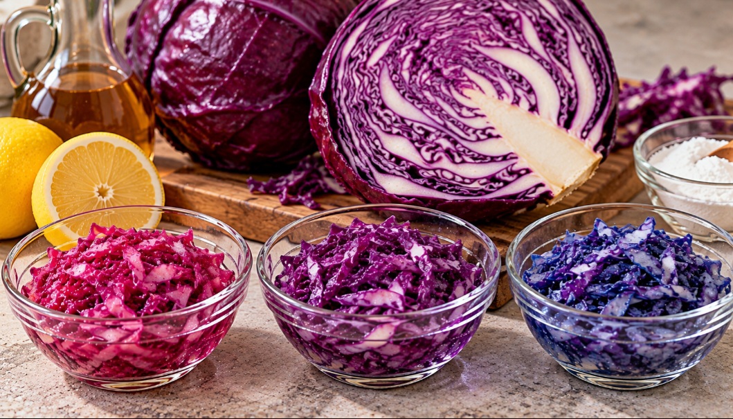 Curiosidade sobre as antocianinas: elas podem mudar de cor conforme a acidez do ambiente. O repolho roxo, por exemplo, apresenta tonalidades avermelhadas em contato com substâncias ácidas e pode adquirir tons azulados ou esverdeados em meios alcalinos. Por isso, seu extrato é utilizado em experiências escolares como indicador natural de pH.