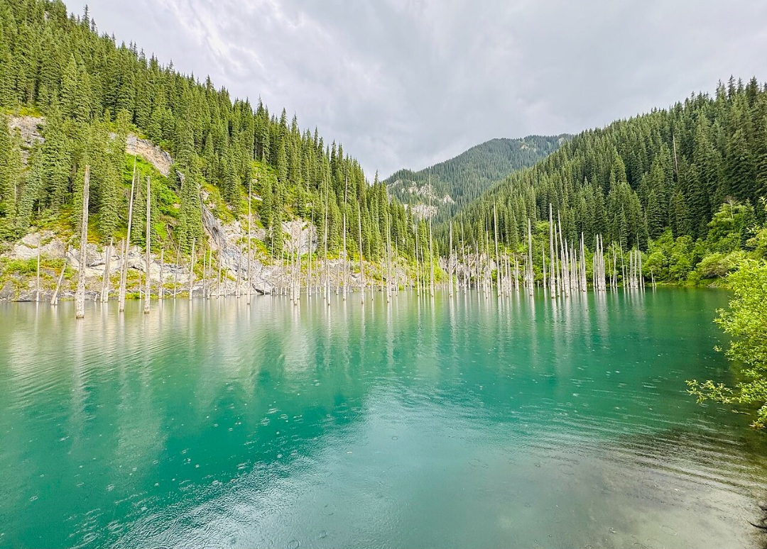 Conhecido como Lago Kaindy, o lugar surgiu no início do século XX e se tornou uma das atrações naturais mais curiosas da Ásia Central. Suas águas frias ajudam a preservar parte das árvores, criando uma paisagem que parece saída de um conto de fantasia.