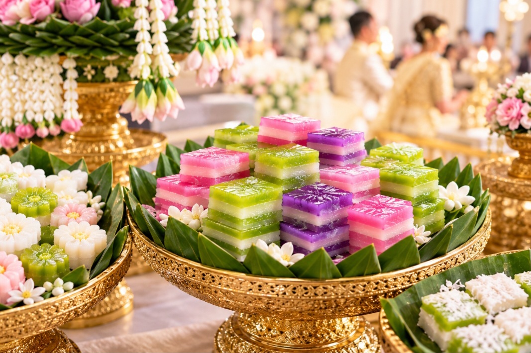 Por seu significado simbólico, o Khanom Chan costuma aparecer em cerimônias, casamentos e outras ocasiões especiais na Tailândia. A sobremesa também integra conjuntos de doces tradicionais oferecidos em celebrações relacionadas à prosperidade e ao sucesso.