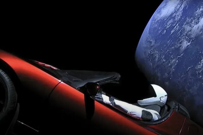 Tesla Roadster enviado para o espaço em 2018 – Reprodução/YouTube SpaceX