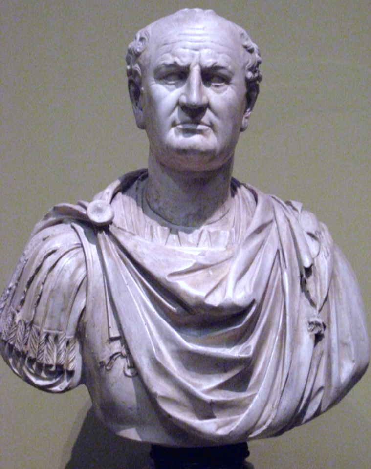 Os imperadores do auge do Coliseu incluíram Vespasiano (iniciou a construção, foto), Tito (inaugurou), Domiciano, Trajano e Marco Aurélio, todos promovendo espetáculos grandiosos.-shakko wikimedia commons