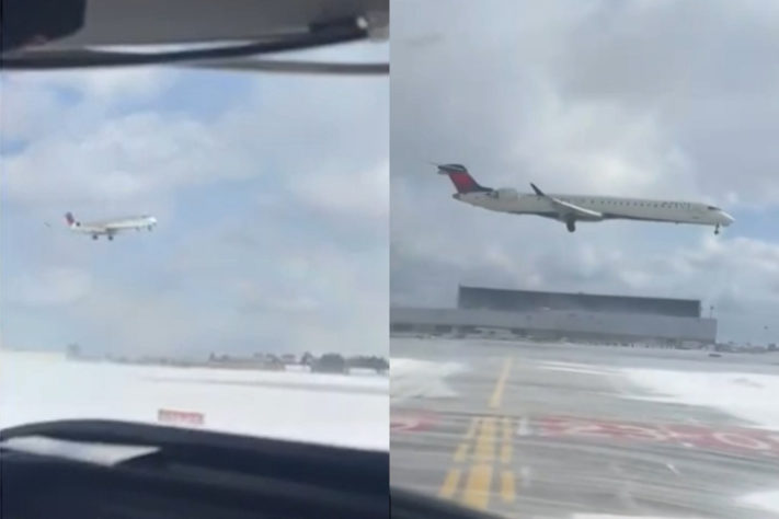 Montagem - Avião capota no aeroporto de Toronto, no Canadá
